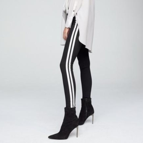 white jeans with black side stripe